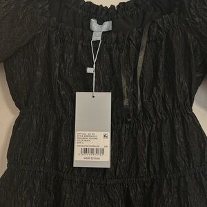 NWT Antonio Melani Abigail Square Neck Short Sleeve Smocked Feather Detail Dress